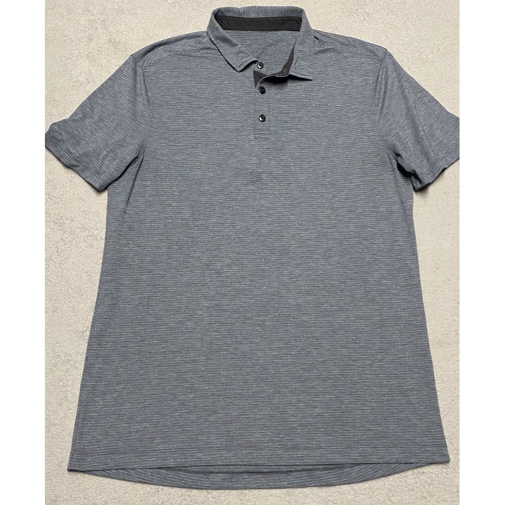 Lululemon Polo Shirt Mens L Blue Stretch Athleisure Casual Golf Performance Read